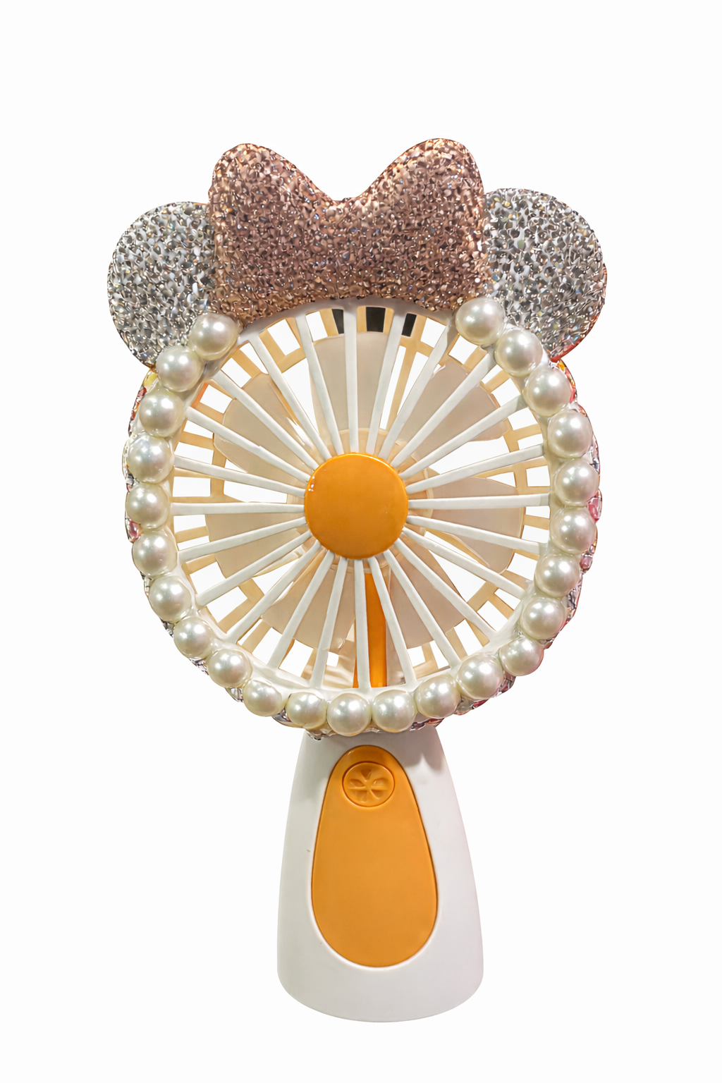 Bling Bling!! Mini Portable Crystal & Pearl Fan