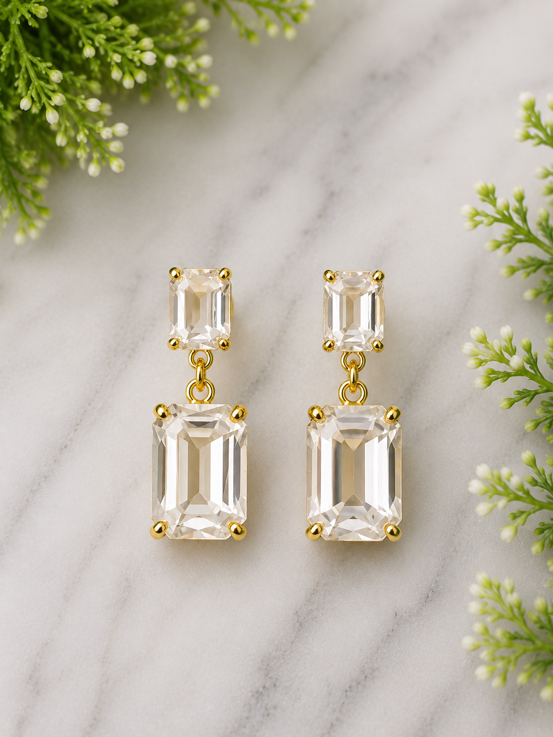 Crystal Luxe Cushion Cut Drop Earrings - available in 6 colors