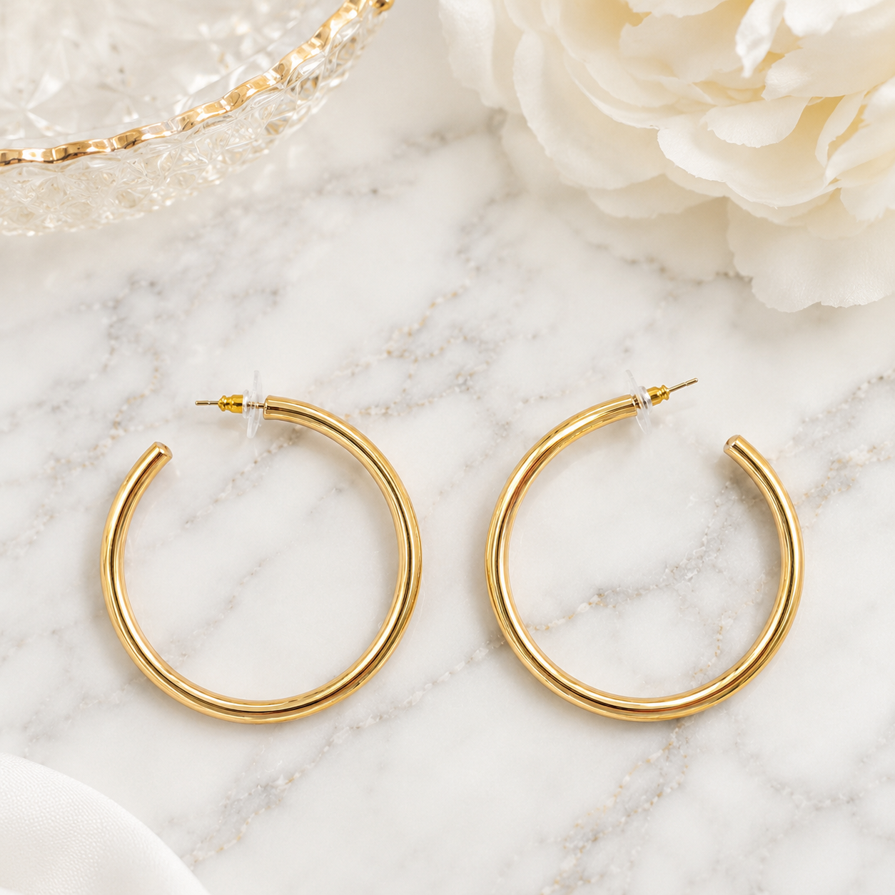 Earrings - Classic Gold Dipped Hoop Earrings – 2 1/8”