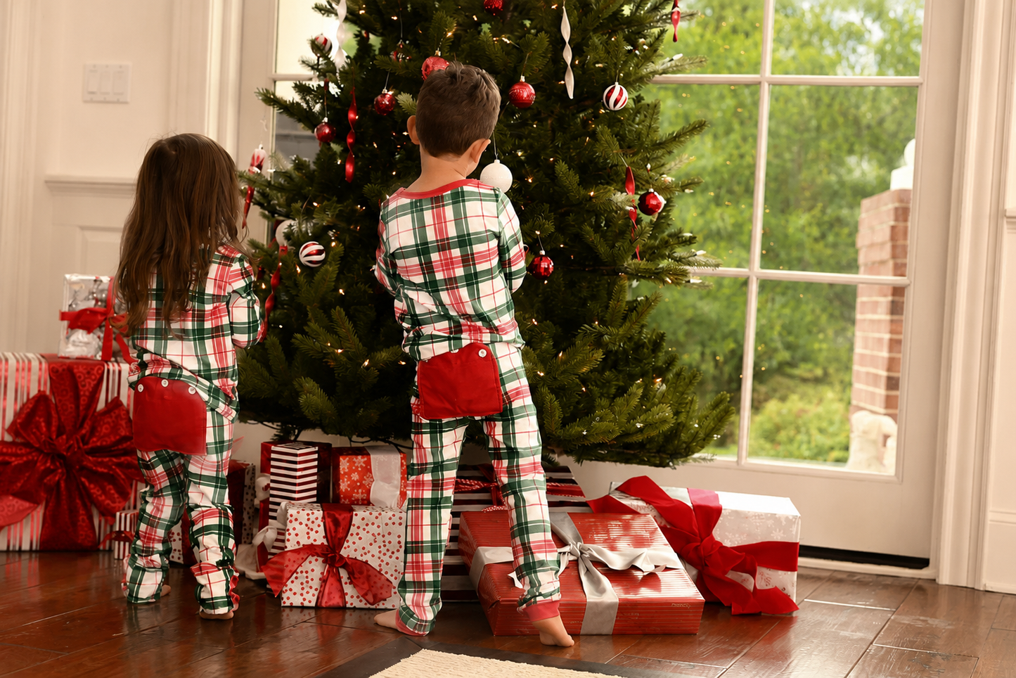 Clothing for Baby Boy - Buttflap Pajamas - Christmas Plaid Holiday Lounge