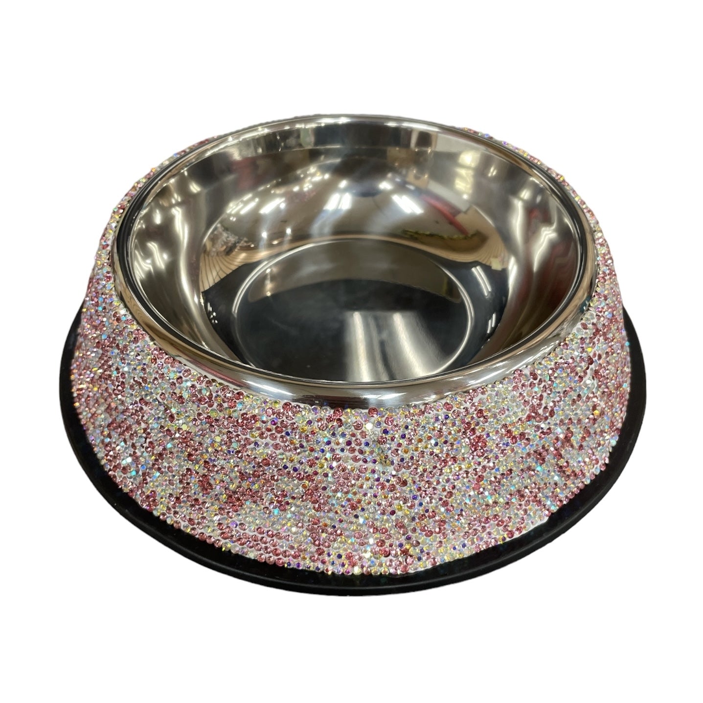 Bling Bling!! Pink Crystal Rhinestone Pet Bowl (stainless bowl is removable for washing)