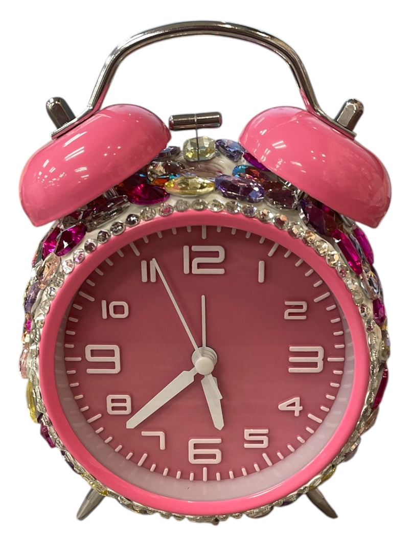 Bling Bling! Pink Multi-Stone Large Rhinestone Alarm Clock