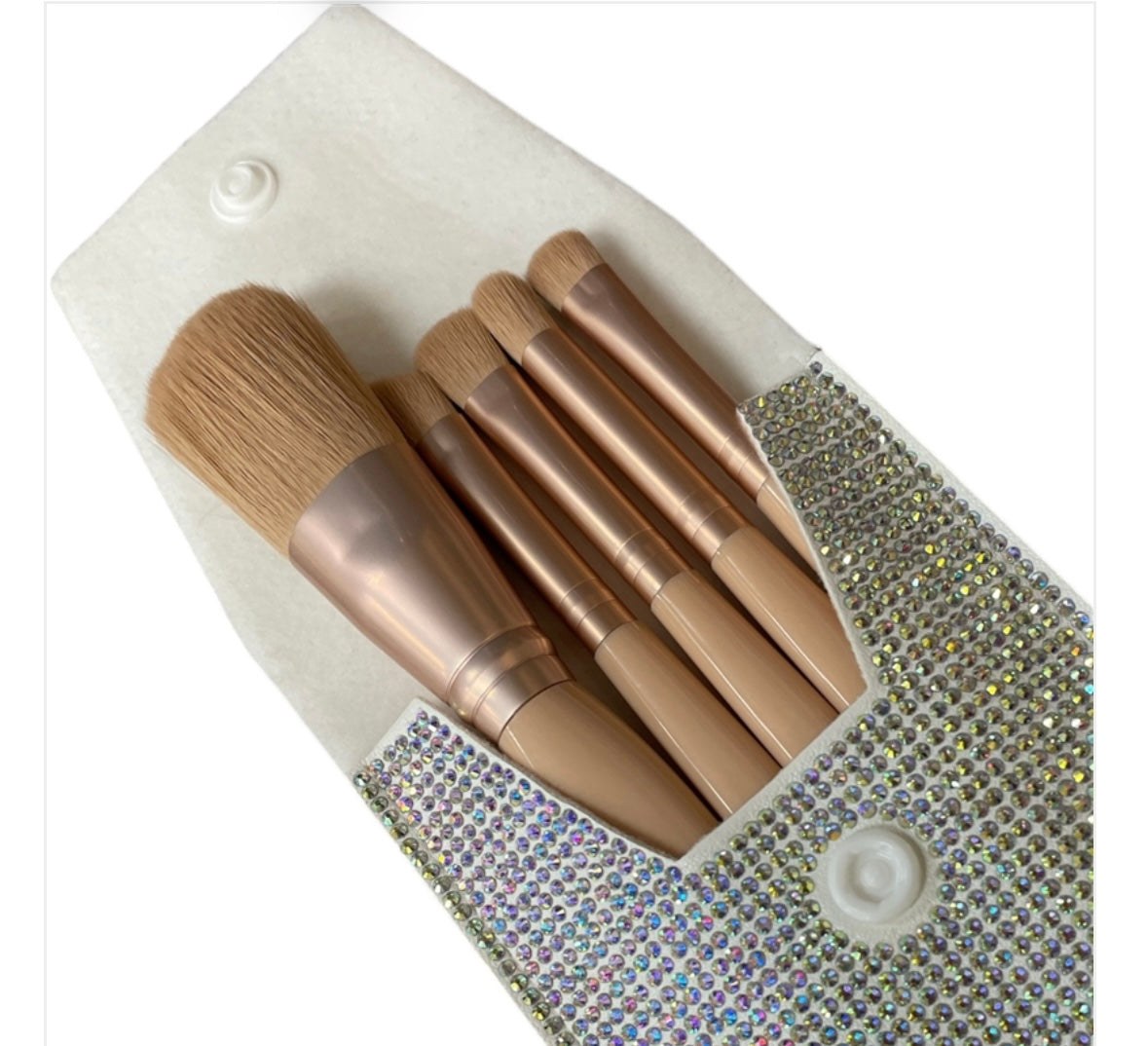 Bling Bling!! Silver AB Rhinestone Travel Makeup Brush Set