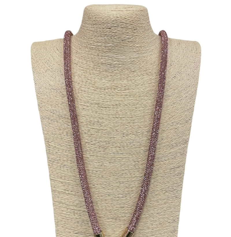 Bling Bling !! Cell Phone Lanyard / Crossbody / Universal Anti-theft Phone Strap Pink AB Crystal Rhinestone Necklace