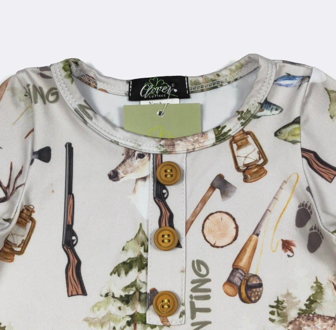 Clothing for Baby Boy - Fishing & Hunting Knotted Gown