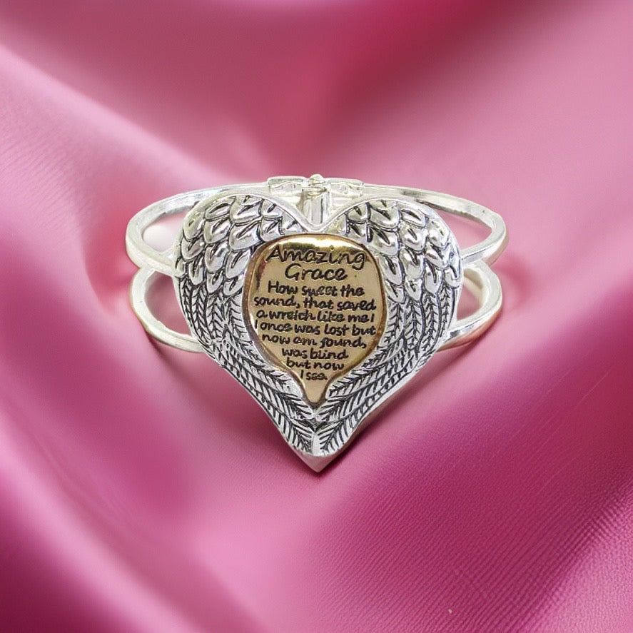 Amazing Grace Heart with Wings Bracelet