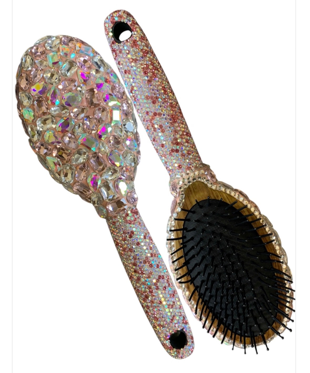 Bling Bling!! Solid Pink Multi Rhinestone Hair Brush