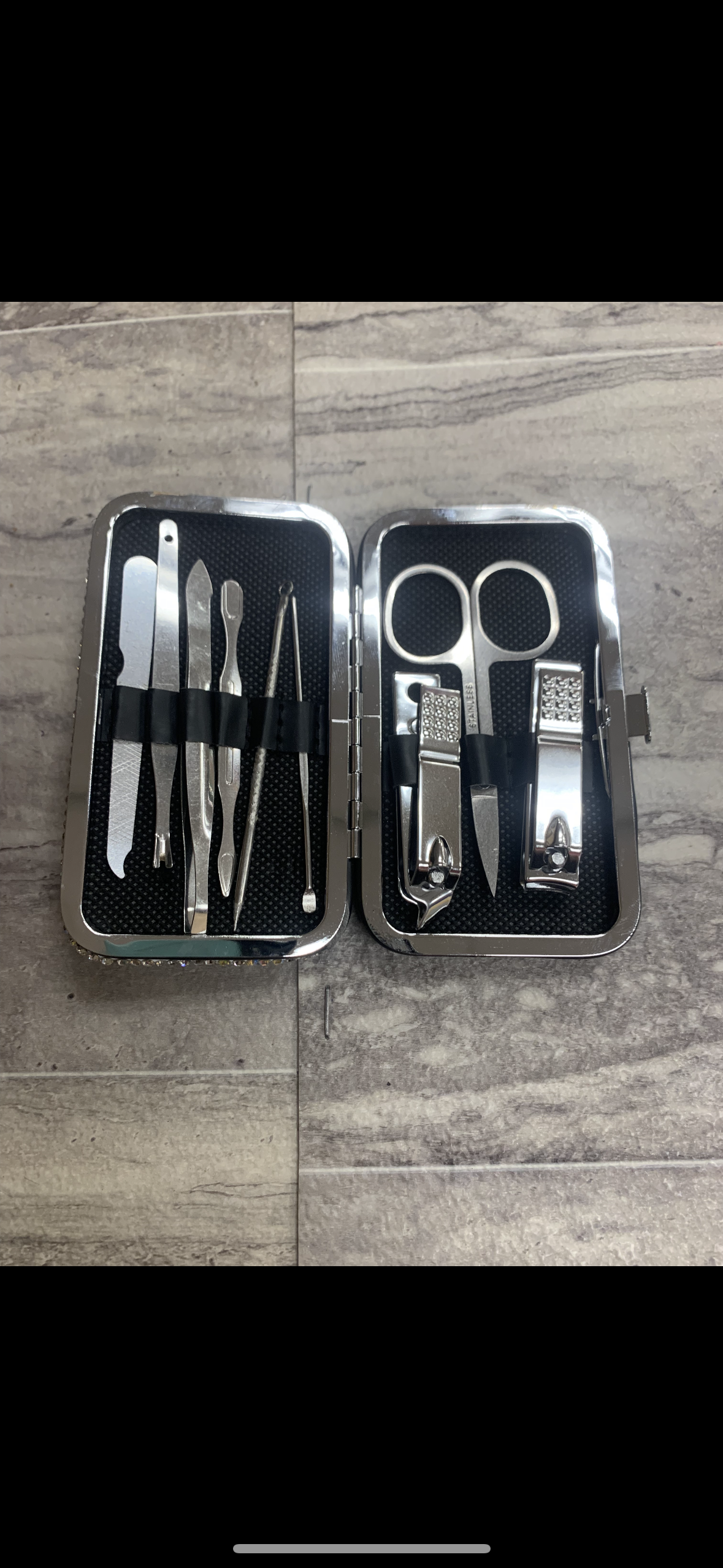 Bling Bling!! Manicure set in Silver AB Rhinestones