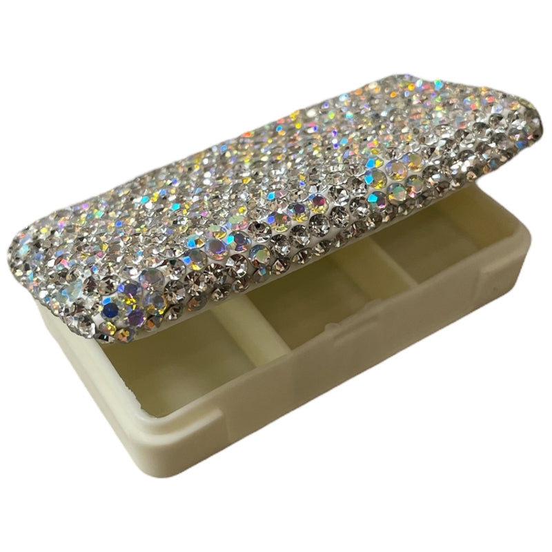 Bling Bling!! Silver AB Rhinestone Small Pill Case