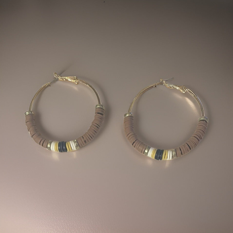 Disc Bead Hoop Earrings