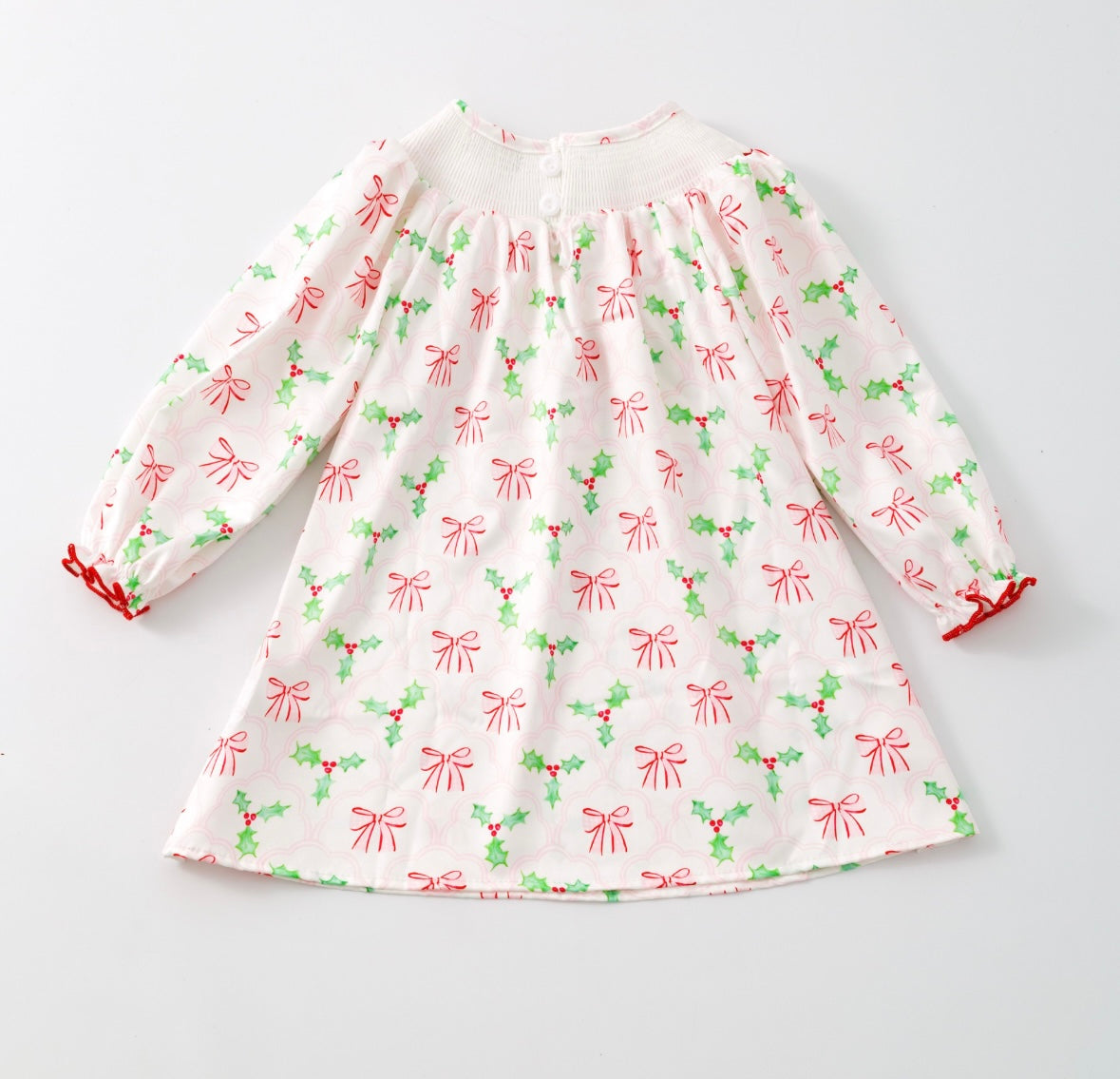 Clothing for Toddler Girl - Bows & Mistletoes Smocked Girls Dress