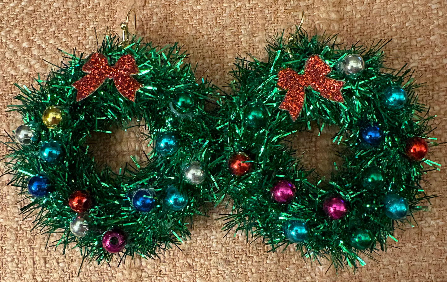 Earrings - Tinsel Wreathe Christmas
