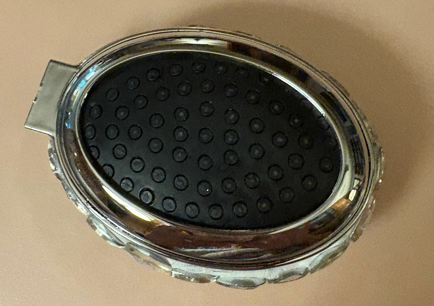 Bling Bling Handmade Silver AB Large Rhinestone Foldable Compact Hair Brush and Mirror