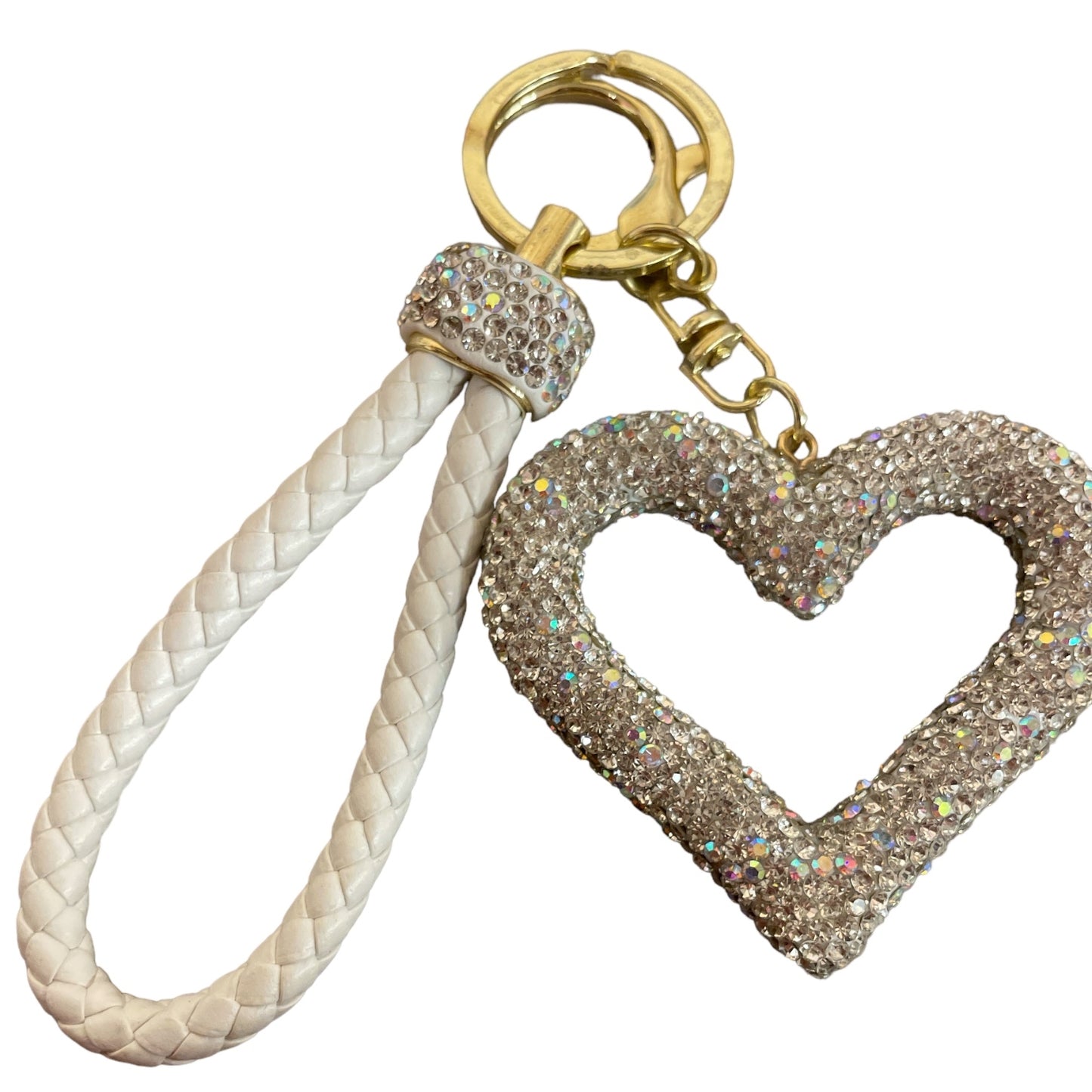 Bling Bling!! Hollow Heart Rhinestone Pave Keychain / bag charm - available in 3 colors