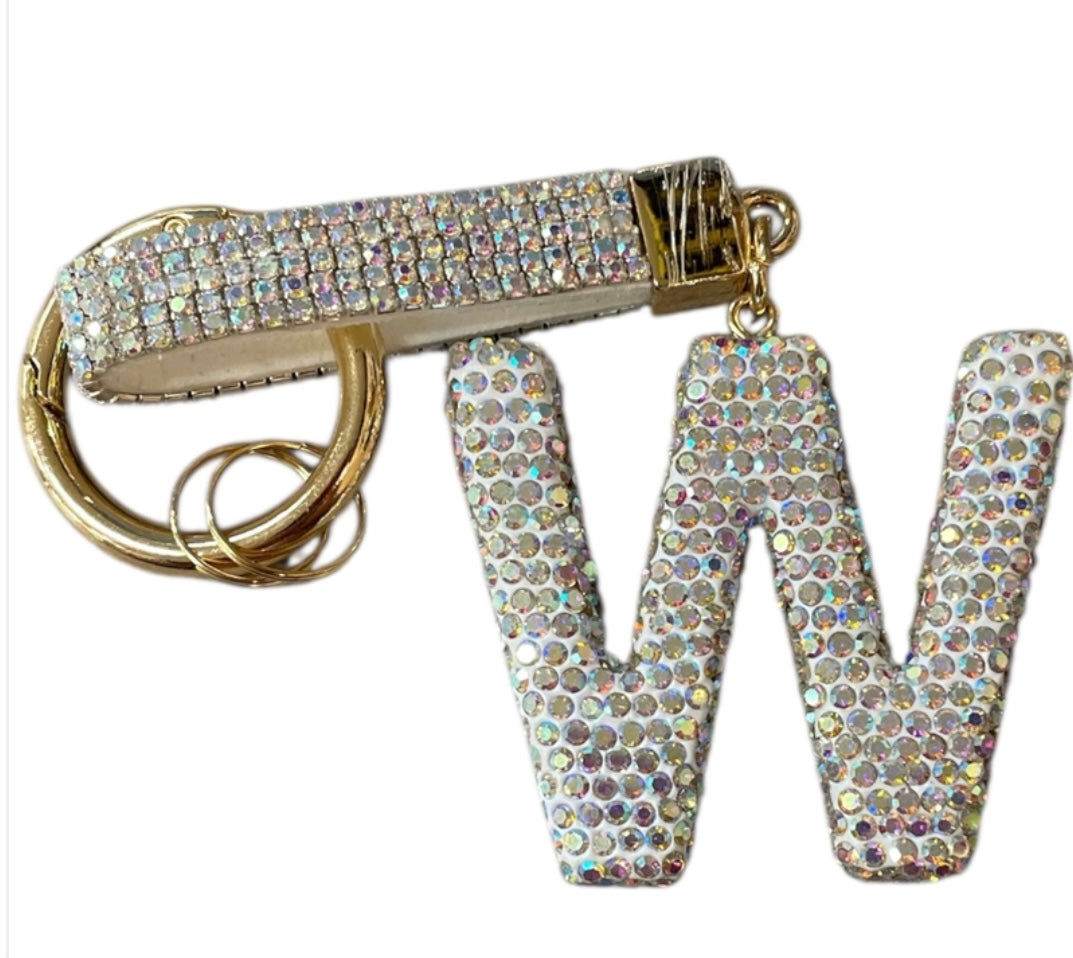 Bling Bling!! Rhinestone Initial keychain/ bag charm - available in multiple letters and 2 colors