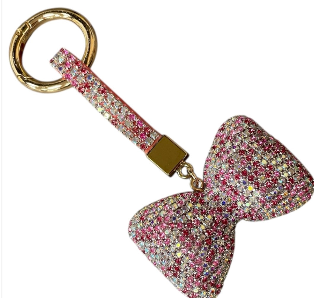 Bling Bling!! Chunky Bow Rhinestone Pave Keychain / bag charm - available in 2 colors