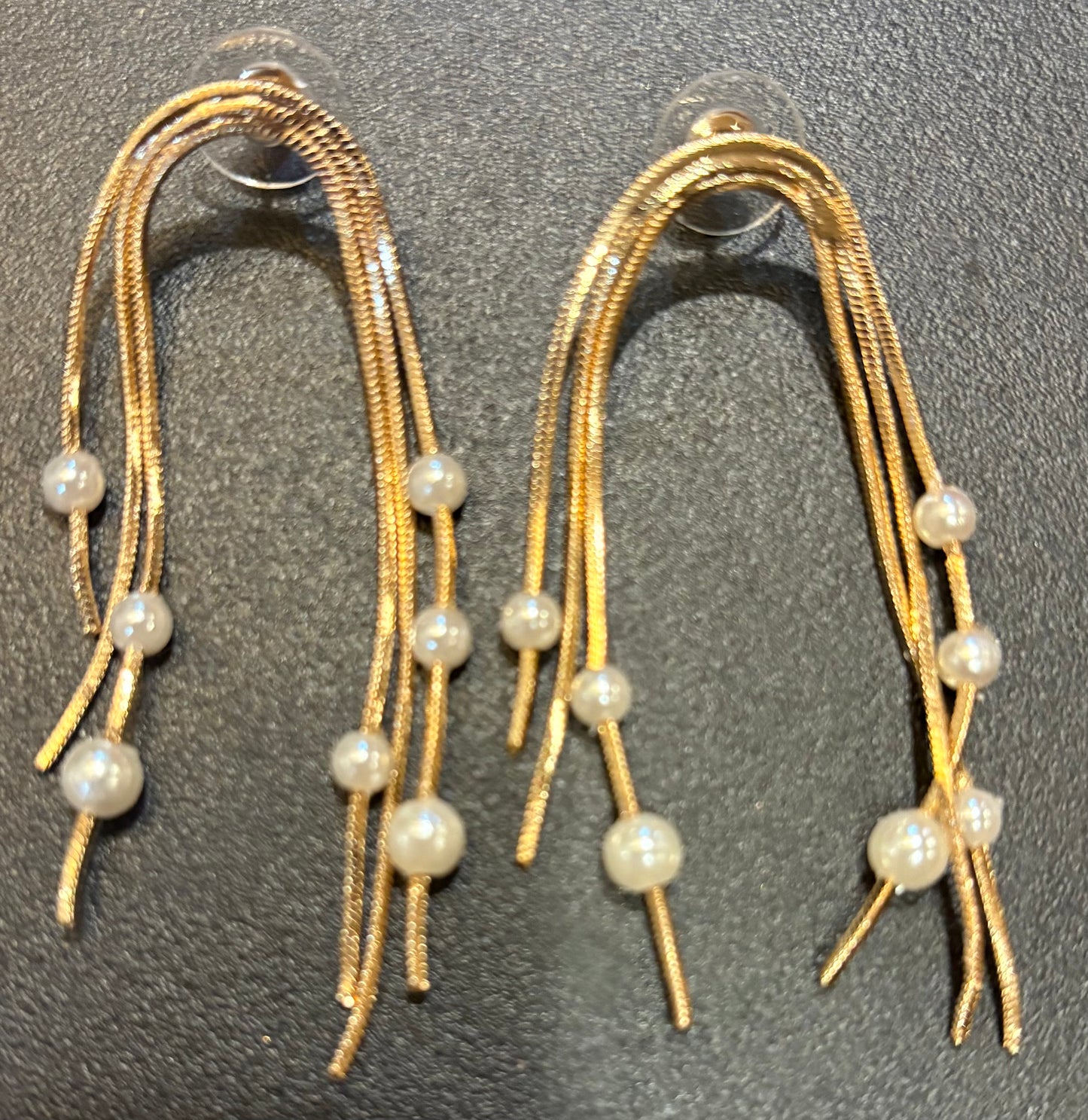 Gold U-Drop Pearl Earrings