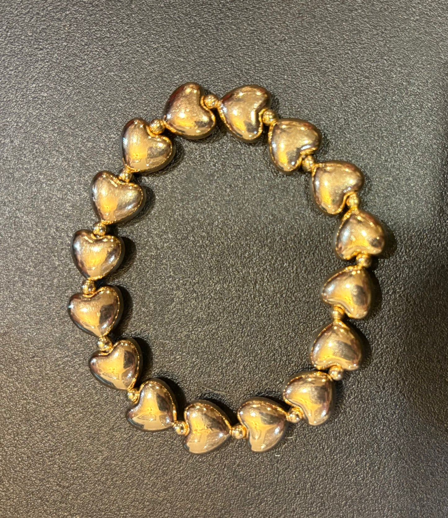 Gold Heart Bead Stretch Bracelet