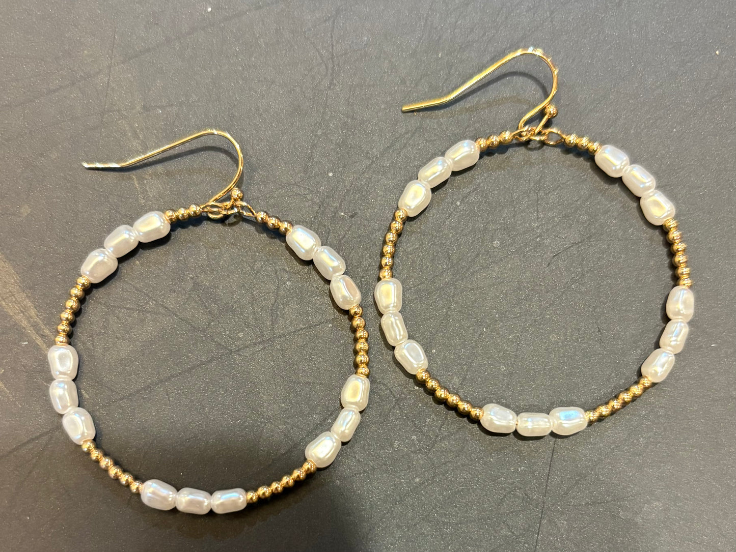 Gold & Pearl Round Earrings