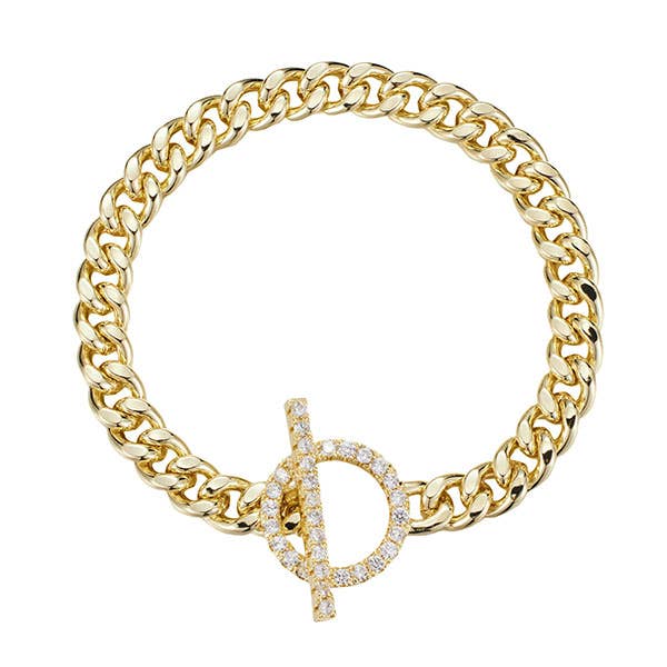 Bracelet - GP CZ curb link toggle lock