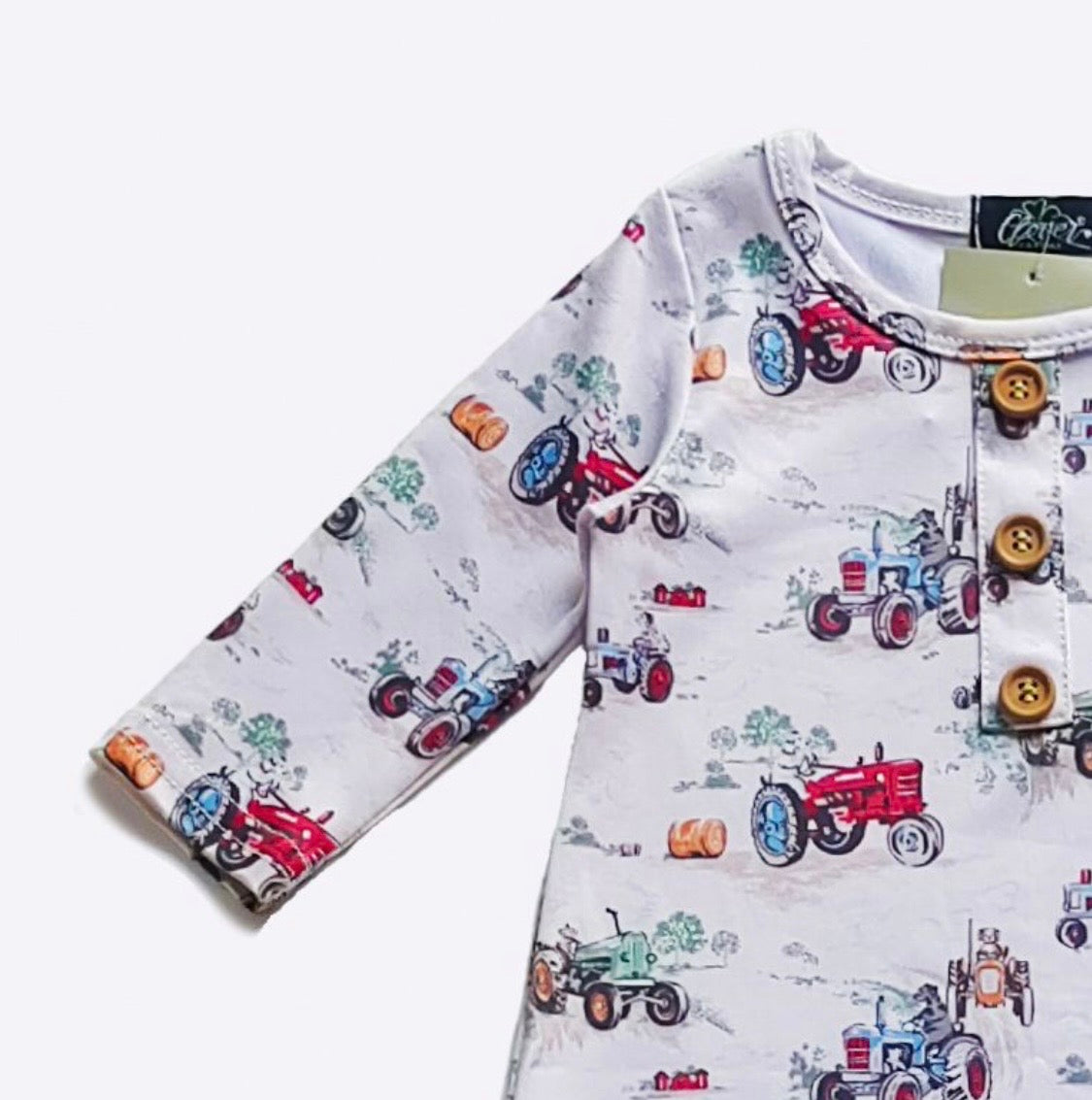 Clothing for Baby Boy - Doggone Tractor Knotted Gown