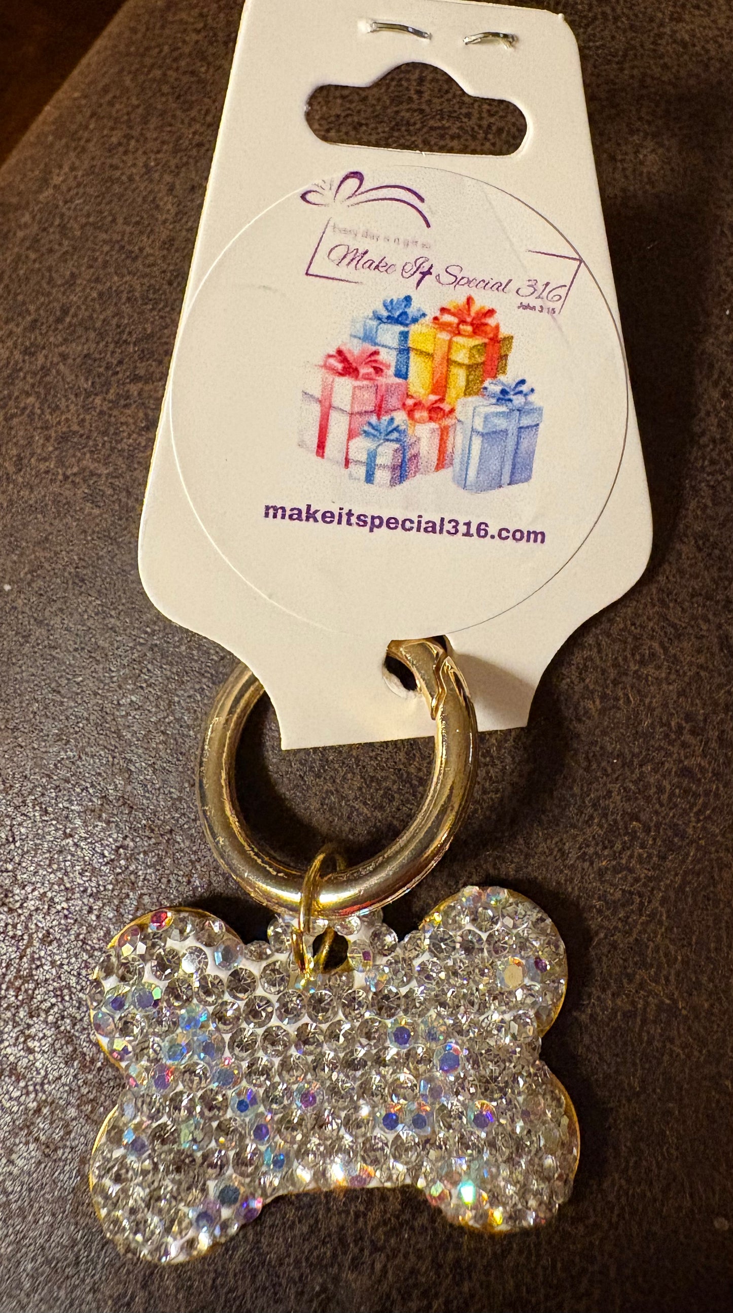 Bling Bling!! Bone Shaped Rhinestone Pet ID Tag engravable on back