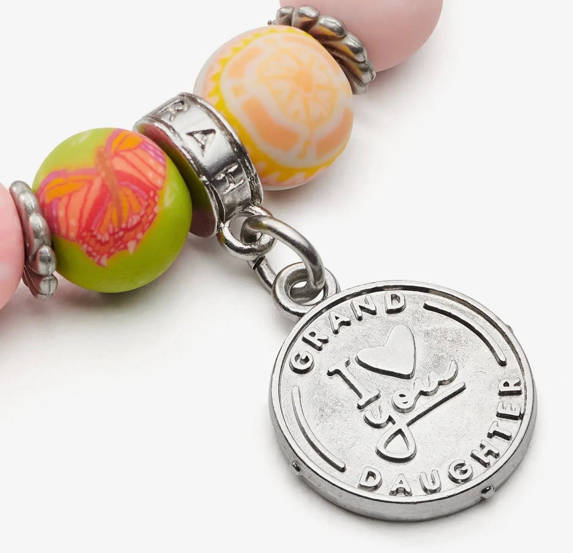 Granddaughter Gift Bracelet - Faith Inspired - Handmade Polymer Clay Beads (People We Love Collection)