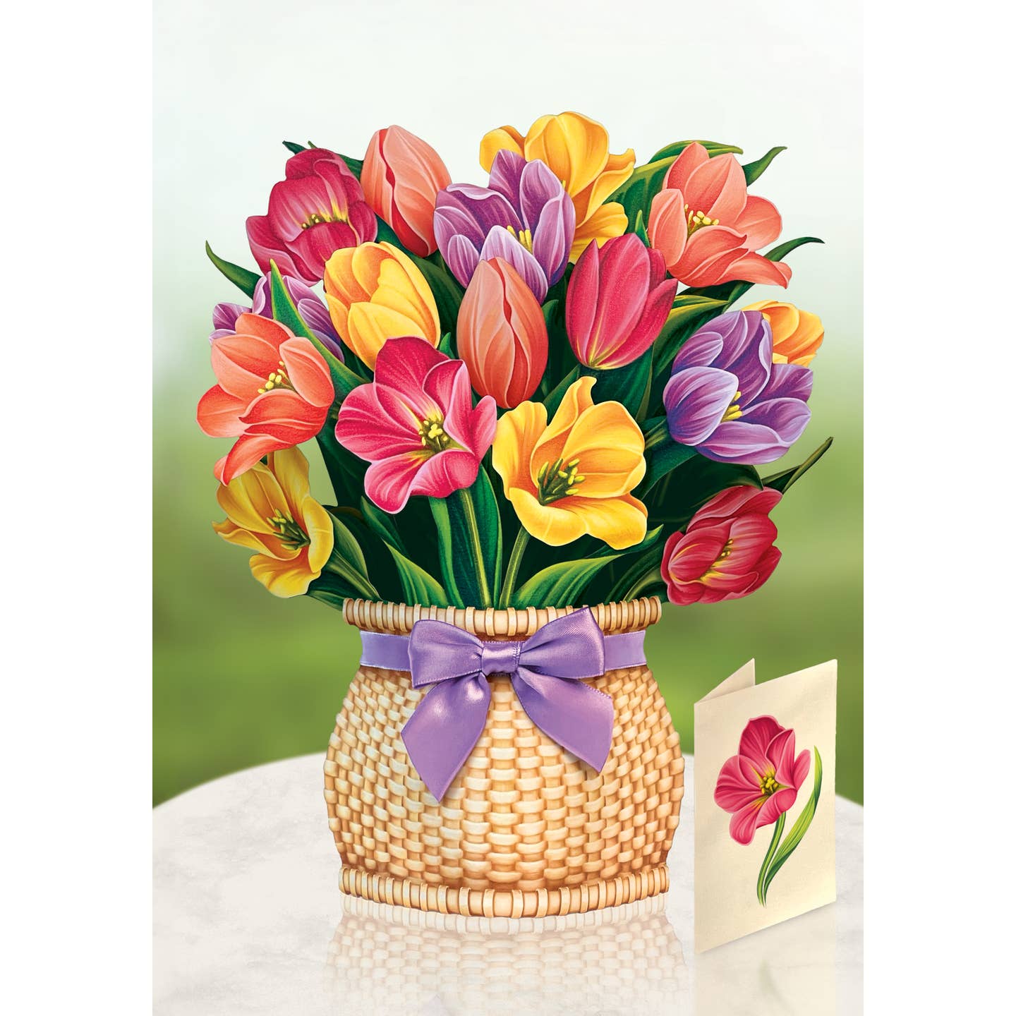 Festive Tulips- Large pop up bouquet flower greeting card