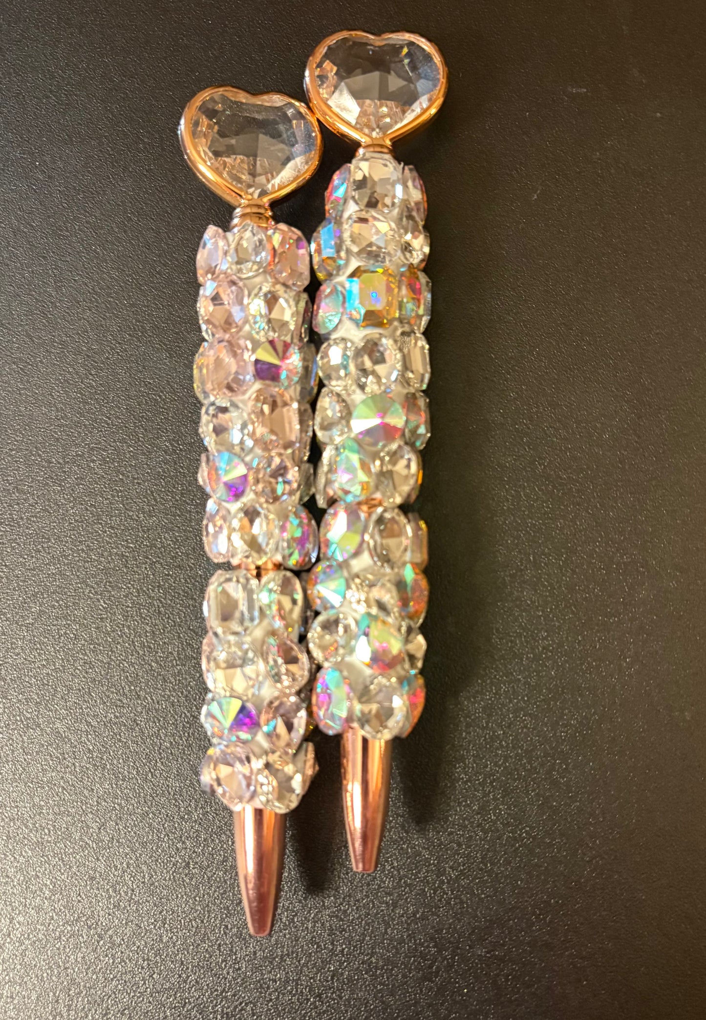 Bling Bling!! Pen with Large Rhinestones and top with beveled glass heart