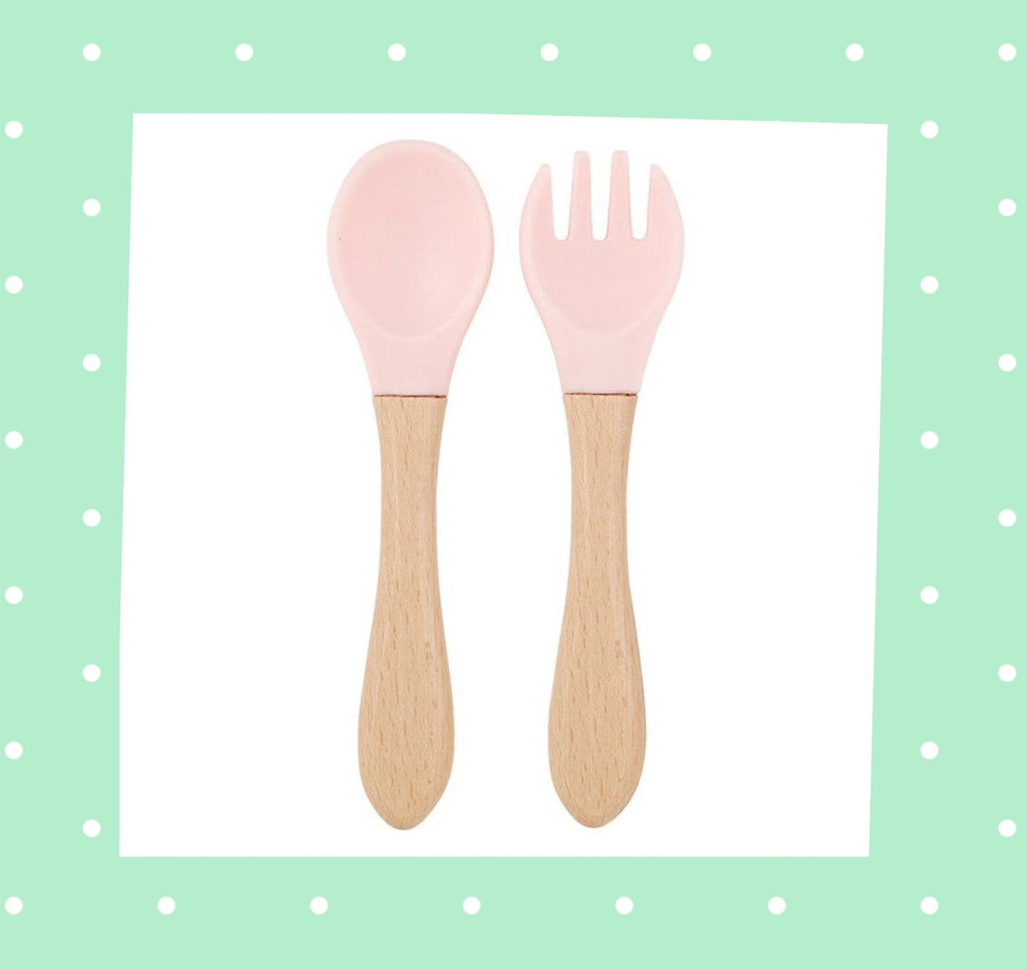 Silicone Spoon + Fork - Pink