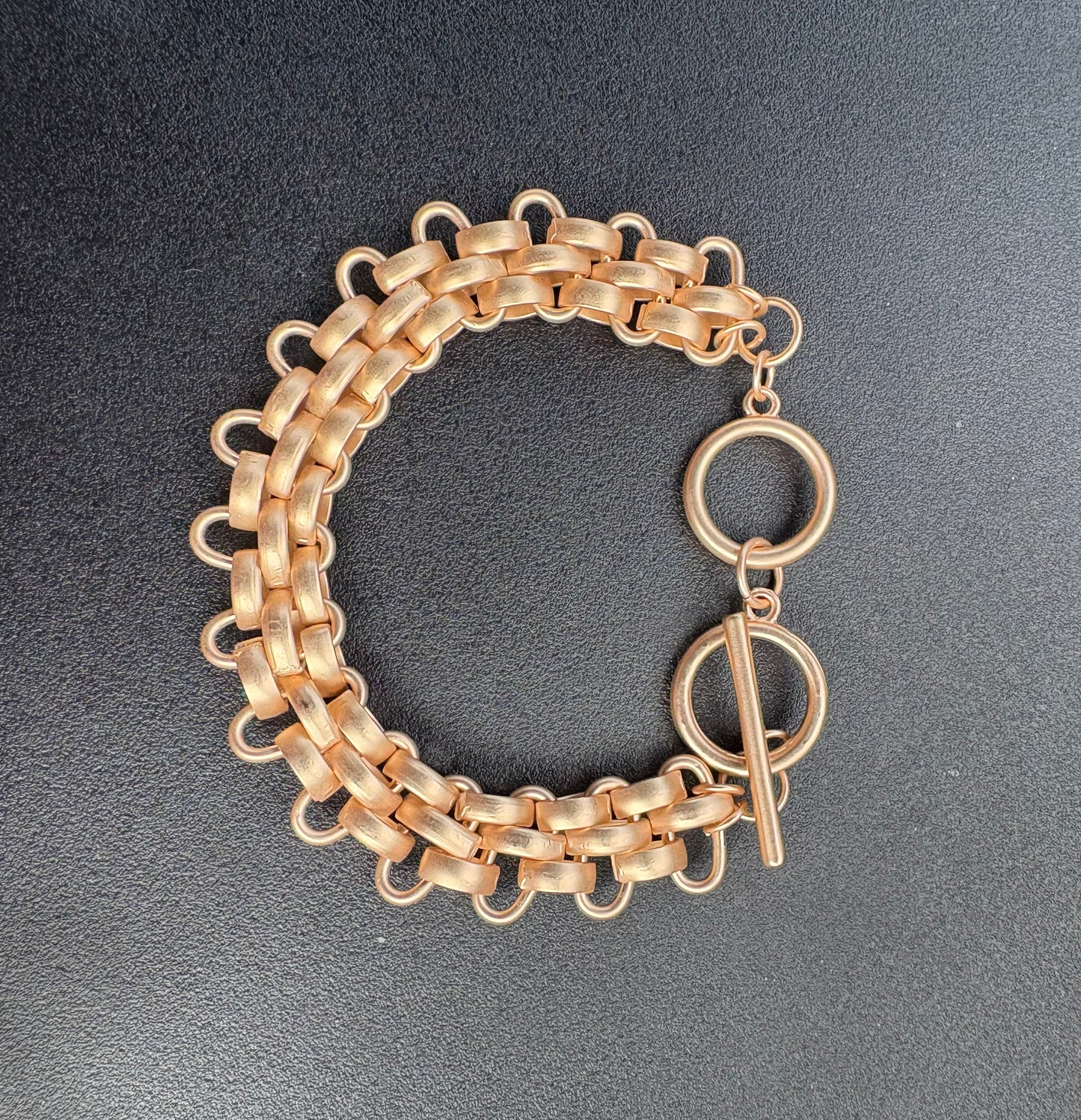 Gold Matte Popcorn Link Bracelet