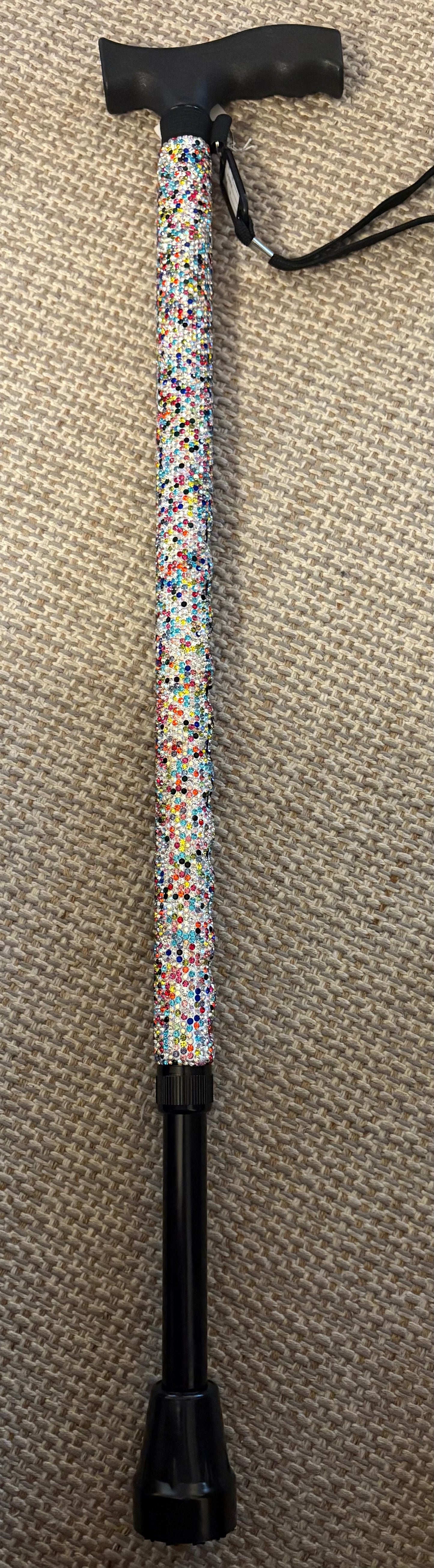 Bling Bling! Multi-Color AB Rhinestone Walking Cane with black handle