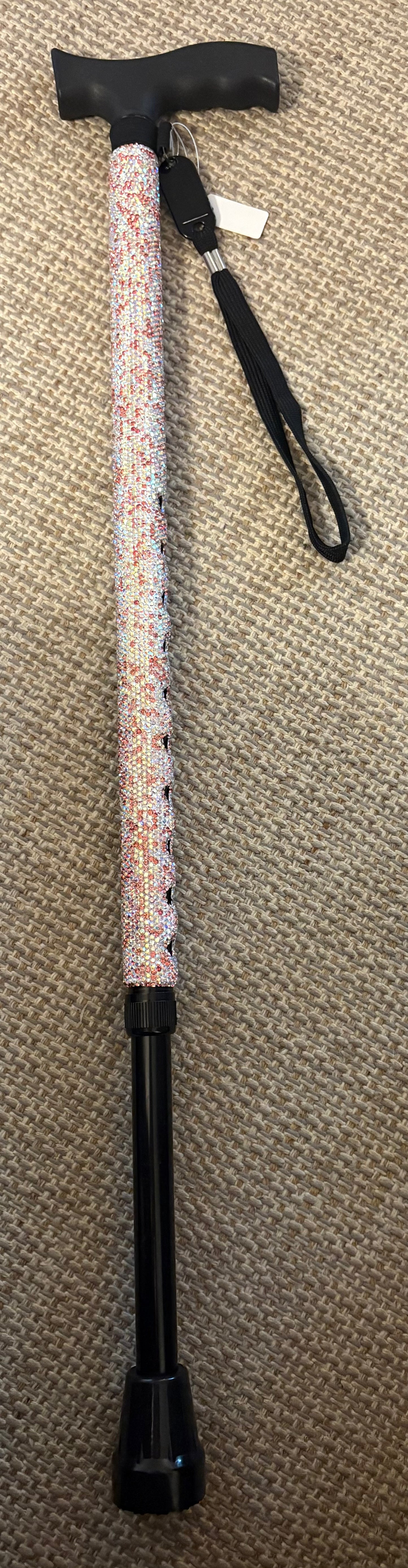 Bling Bling! Pink AB Rhinestone Walking Cane with black handle