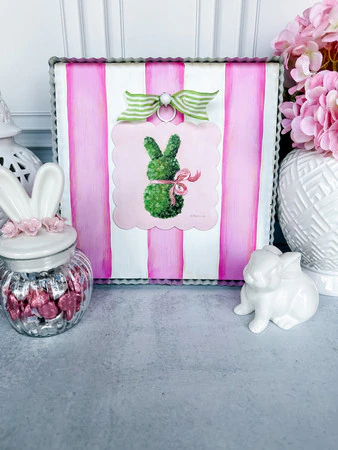Decor - RTC Mini Scallop Pink Boxwood Bunny