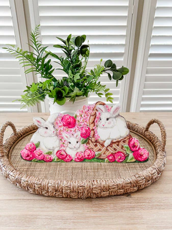 Decor - RTC Mantel Roses & Bunnies