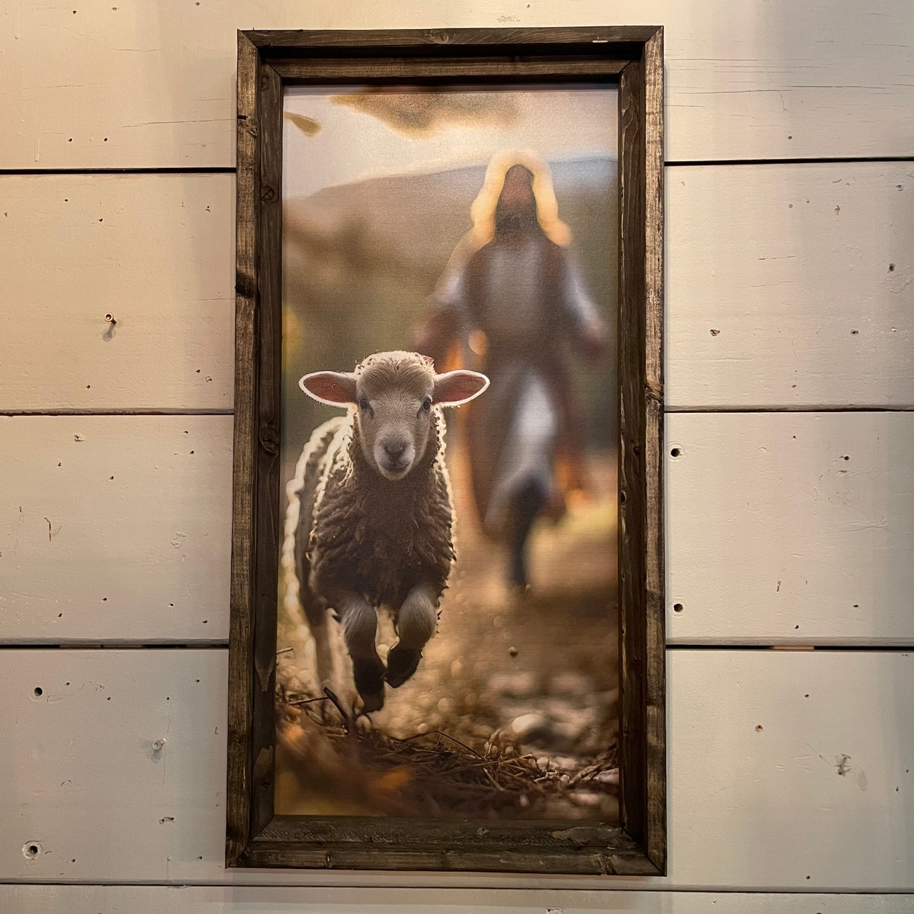 LOC - Good Shepherd Chasing Lost Sheep 14.5” x 28.5”