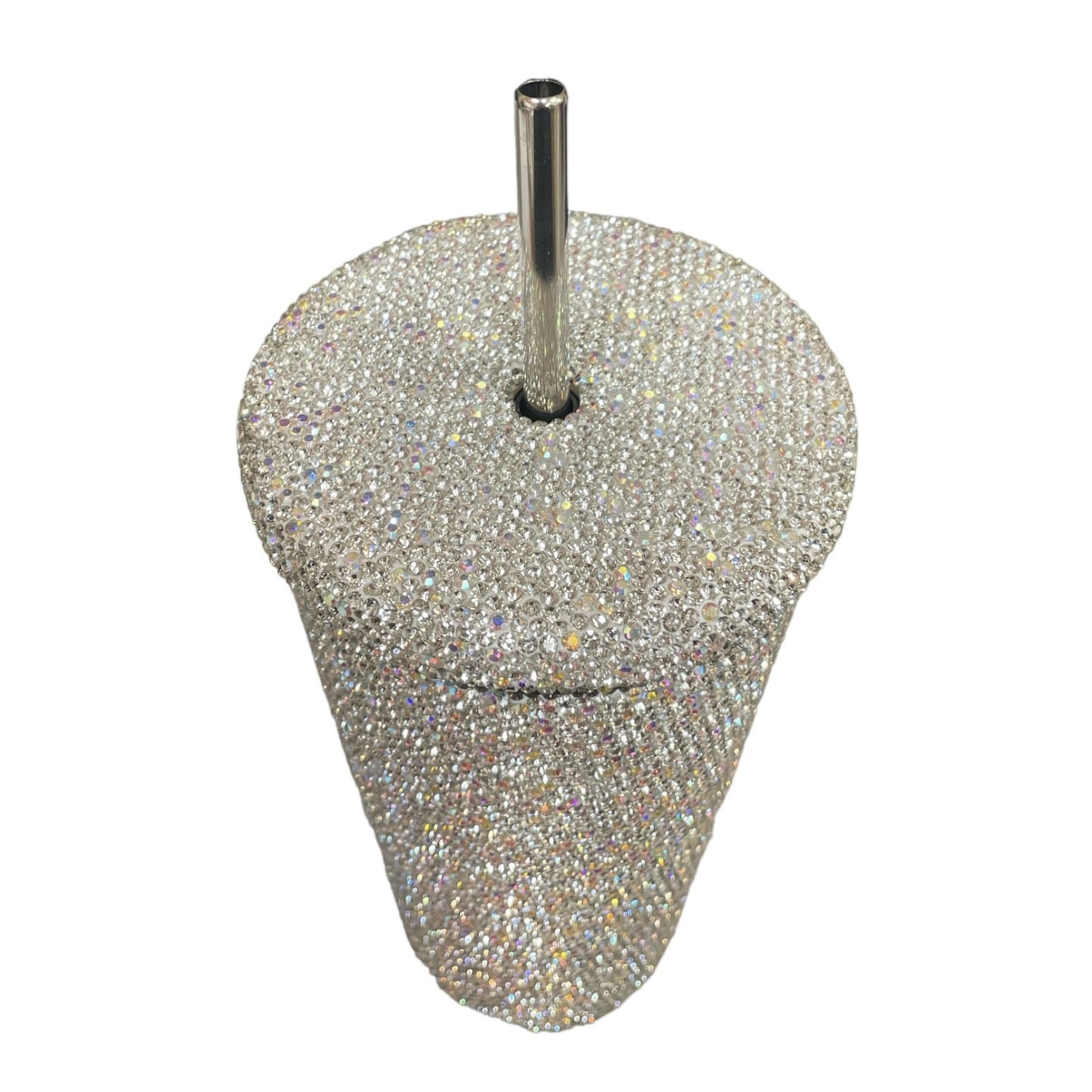 Bling Bling!! Silver AB Crystal Tumbler / Soda Cup with Stainless Steel Straw