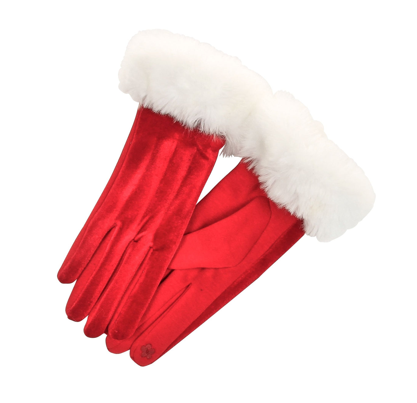 Red Velvet Faux Fur Fleeced Lined Gloves Christmas