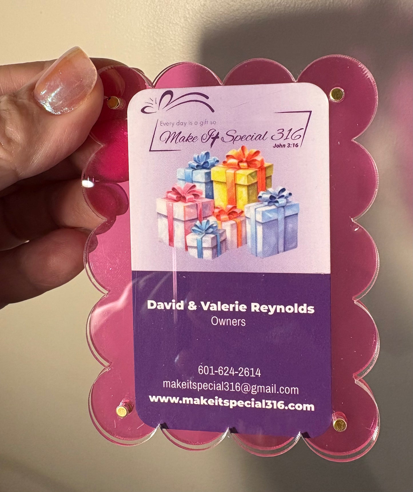 Acrylic Picture Frame - Mini Pink, magnetic