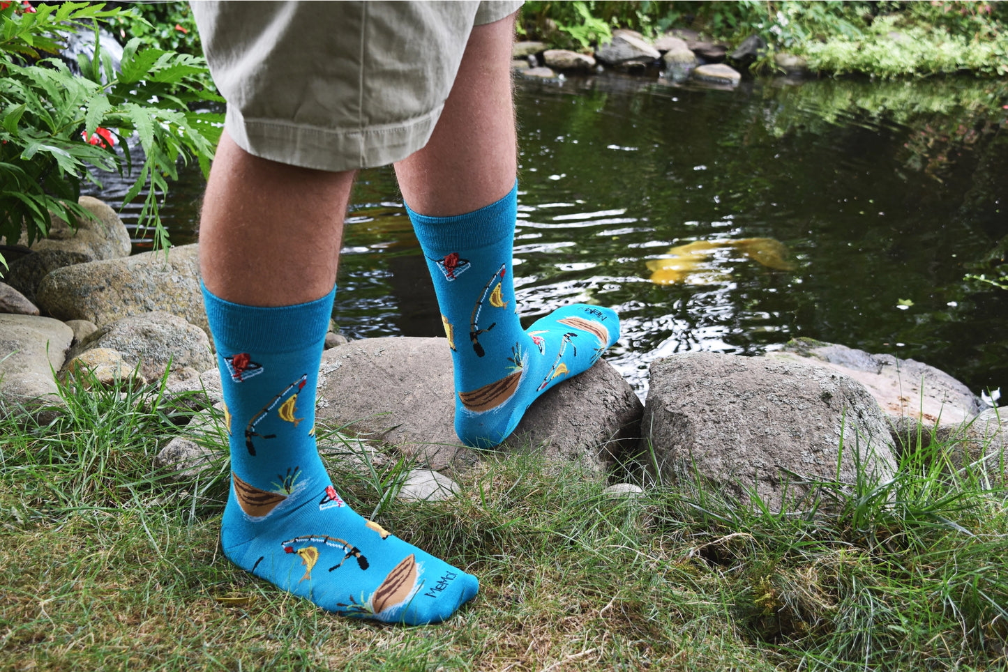MeMoi’ Fishing Bamboo Blend Men's Crew Socks - Capri Breeze
