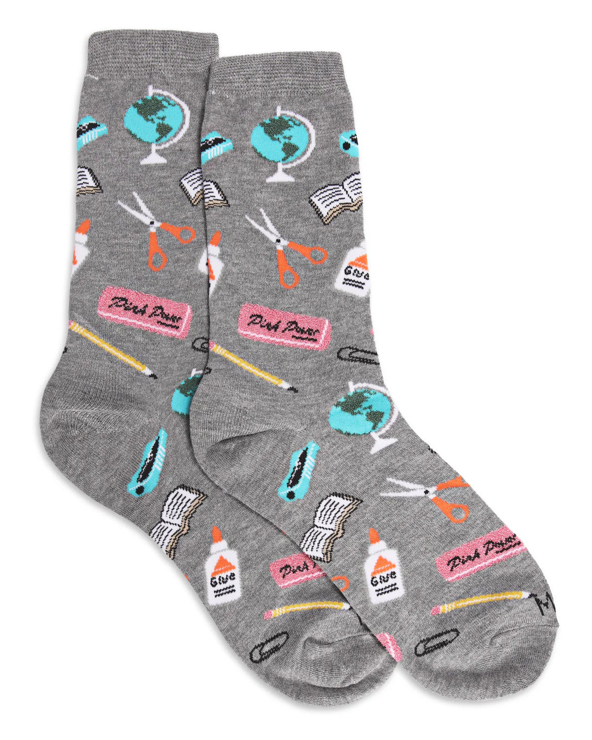 MeMoi’ School Supplies Bamboo Blend Crew Socks - Medium Gray Heather