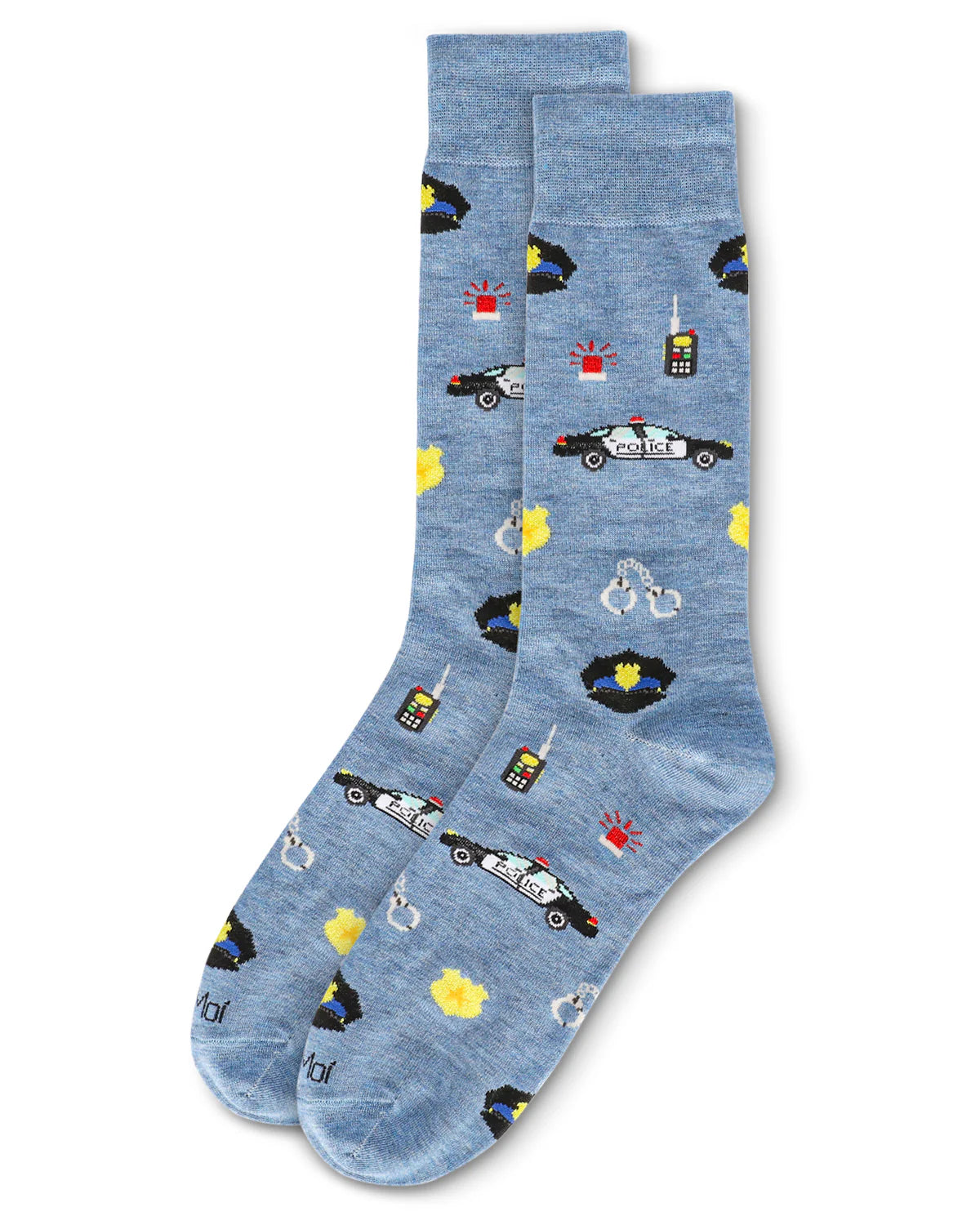 MeMoi’ Men's Police Bamboo Crew Socks - Denim Heather