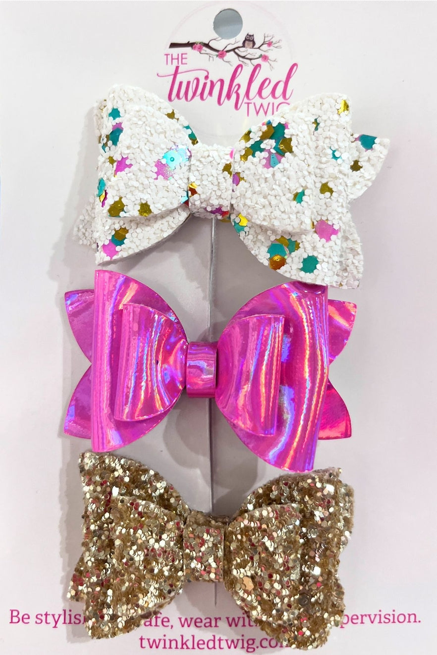 3 Pack Bow Set - Super Sparkly & Shiny