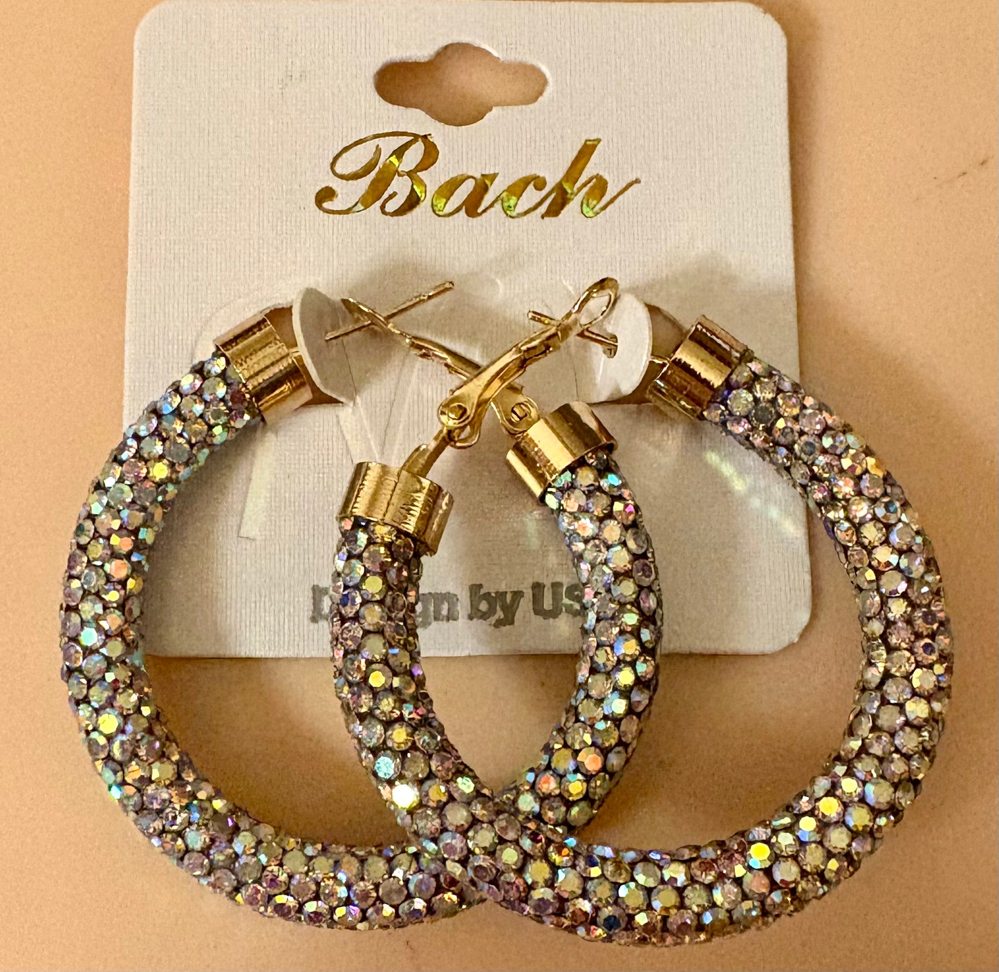 Earrings - Iridescent AB Crystal Rhinestone Loops