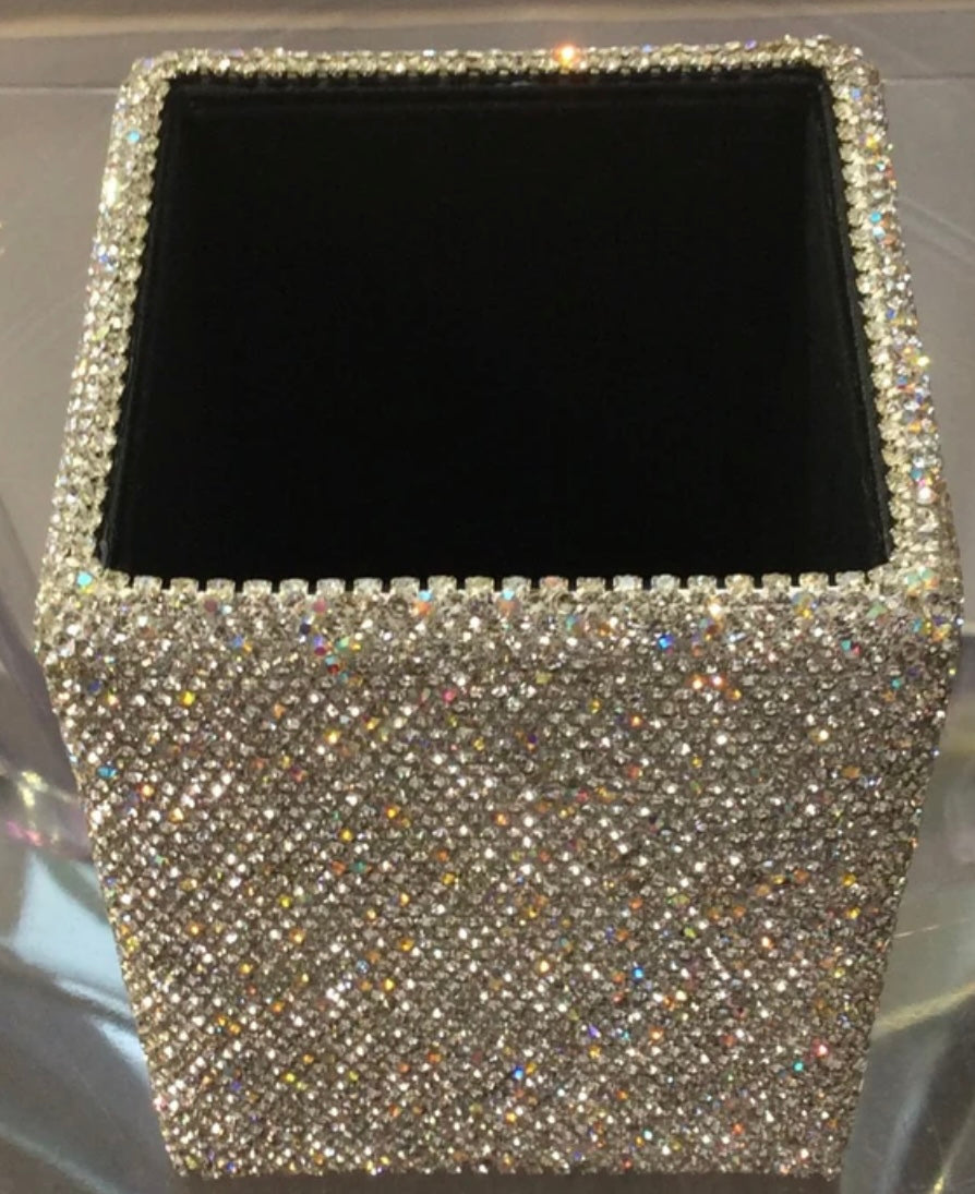 Bling Bling Iridescent Silver Square Pen / Pencil Holder : Desk Organizer Office Desk Accessories for Desk Office and Home Desk