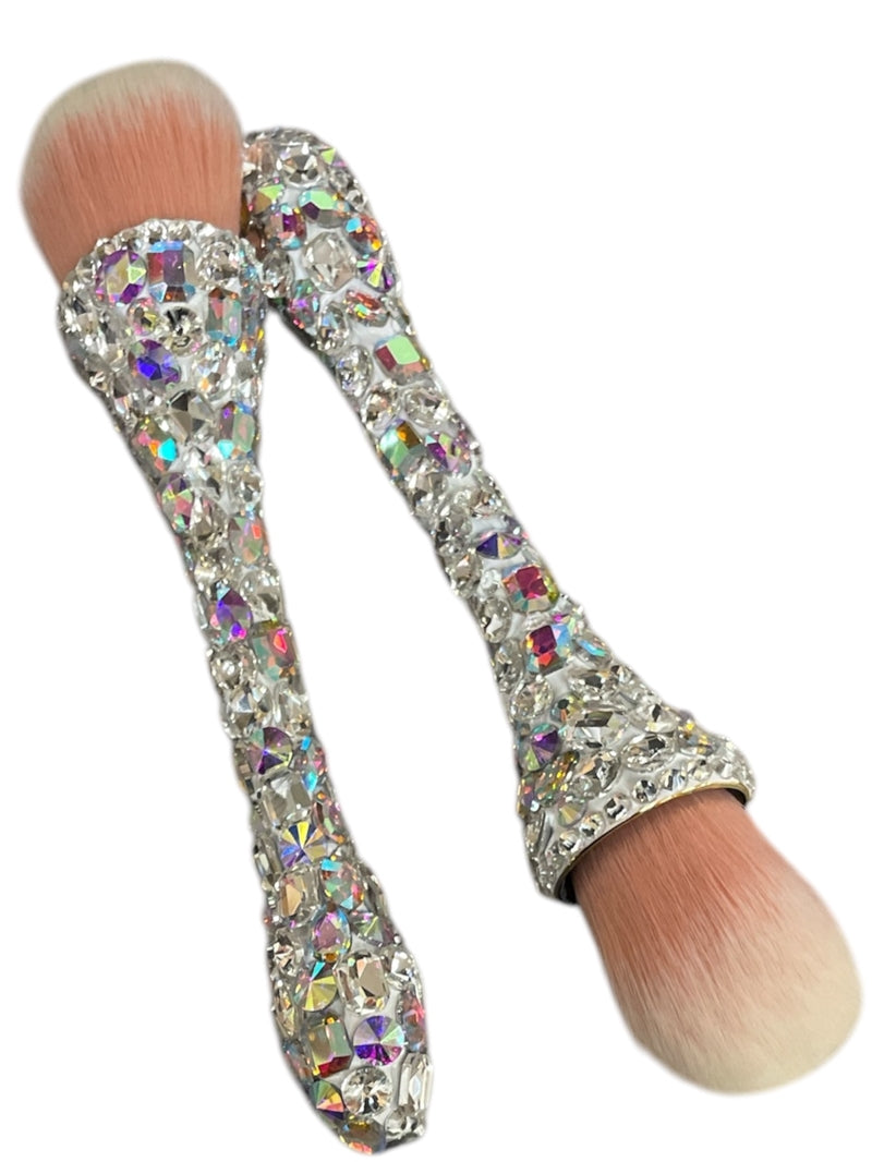 Bling Bling!! Large Silver AB Iridescent Crystal Multi Rhinestones Makeup Brush