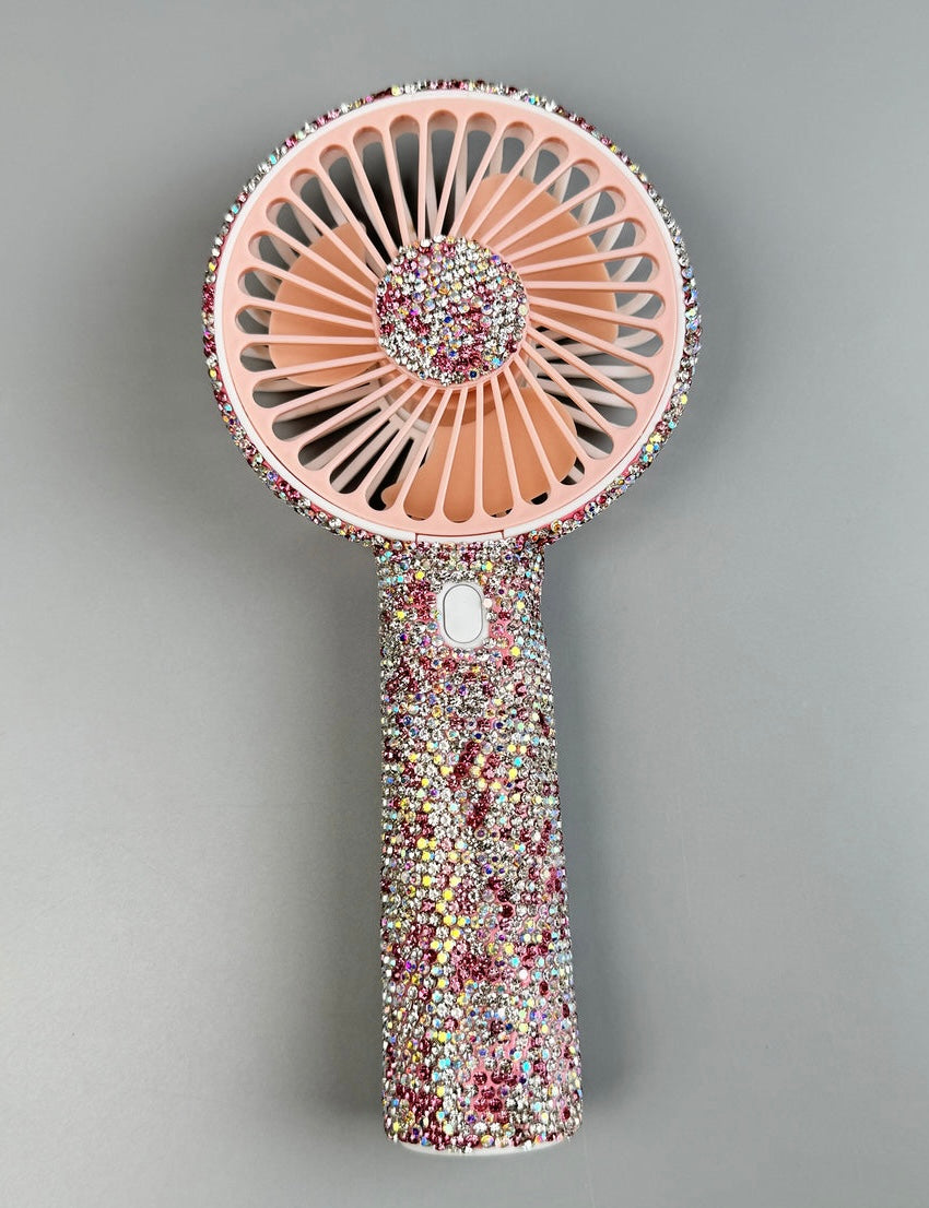 Bling Bling!! USB Mini Portable Pink Crystal Rhinestone Fan