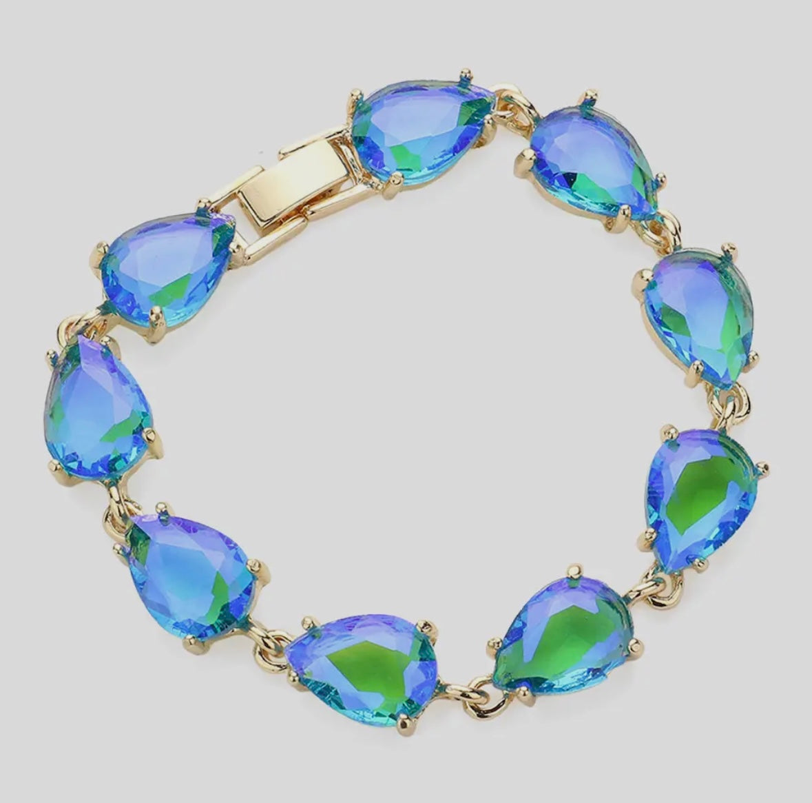 Teardrop Cluster Link Bracelet - Dark Blue