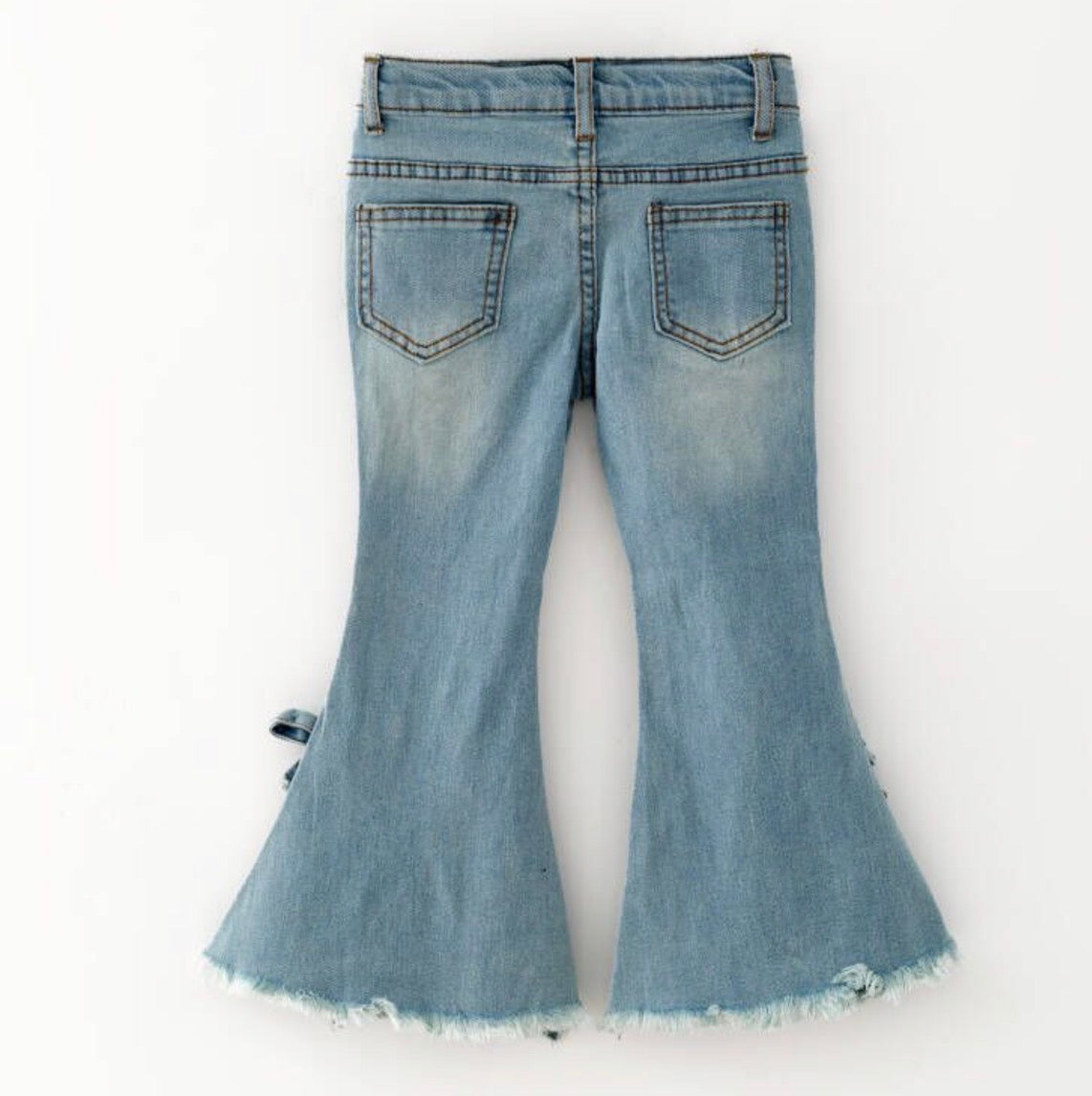 Clothing for Toddler Girl - Painted Distressed Rosebud Denim Flares