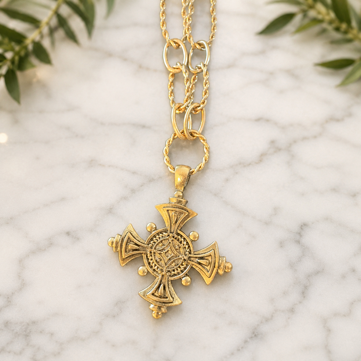 Vintage Glory Cross Pendant Necklace